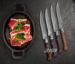 Damascus Kitchen Knife Set With Steak Knives