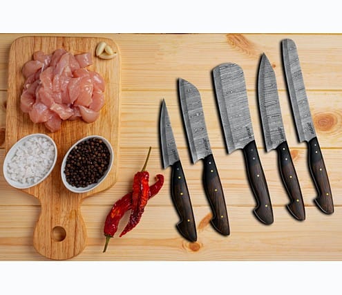Custom Made Kitchen Chef Knives Set Of 5 Pcs